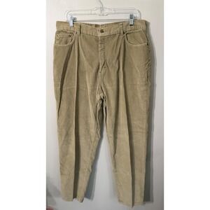 Vintage L.L.Bean Double L Corduroy Pants High-Rise Wide-Leg Womans Size 18 Tan
